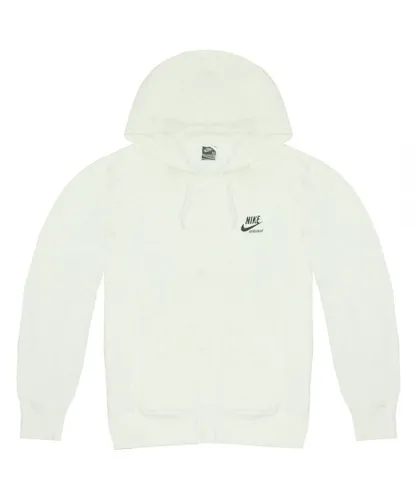 Nike Sportswear Logo Long Sleeve ZipUp White Mens Hooded Track Jacket 267159 103 Cotton