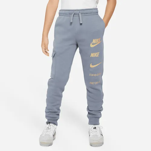 Nike Sportswear Older Kids' (Boys') Fleece Cargo Trousers - Grey - Cotton