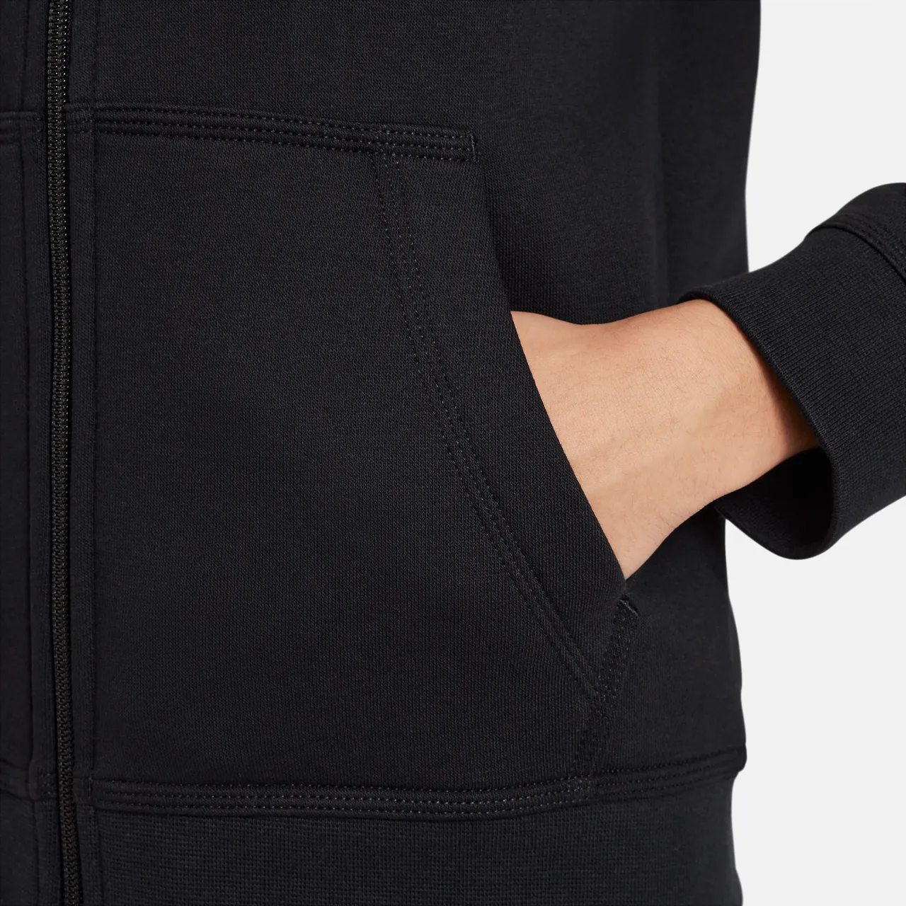 Nike Sportswear Older Kids' (Boys') Fleece Full-Zip Graphic Hoodie - Black - Polyester