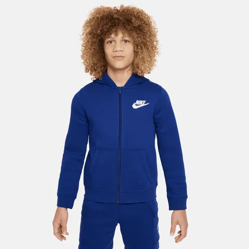 Nike Sportswear Older Kids' (Boys') Fleece Full-Zip Graphic Hoodie - Blue - Polyester