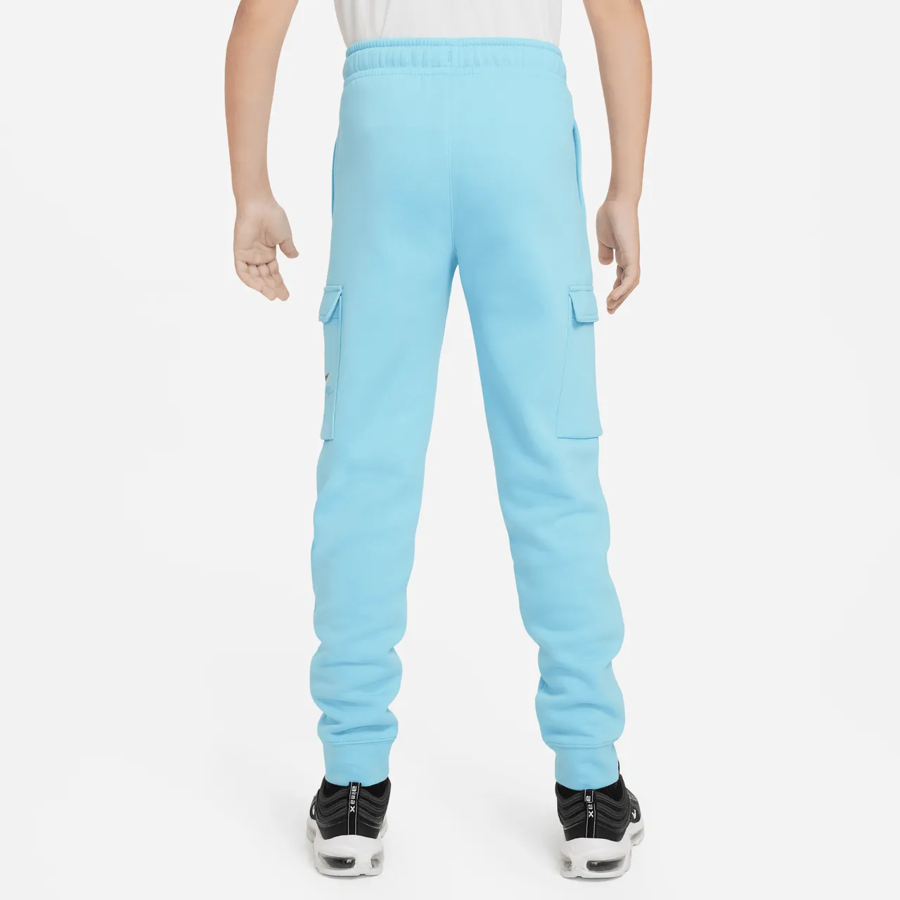 Nike Sportswear Older Kids' (Boys') Fleece Graphic Cargo Trousers - Blue - Cotton