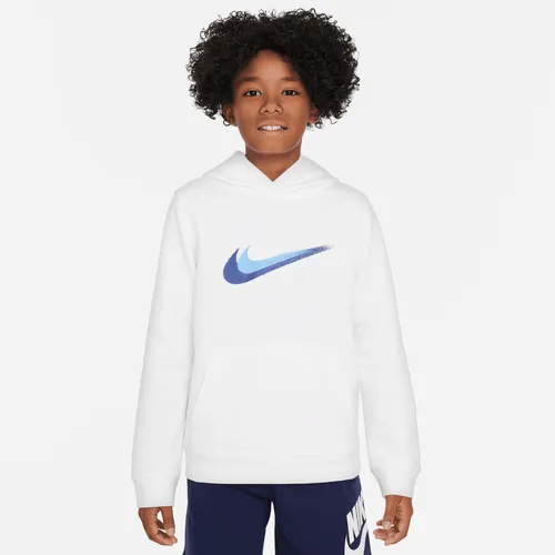 Nike Sportswear Older Kids' (Boys') Fleece Pullover Graphic Hoodie - White - Cotton
