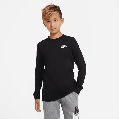 Nike Sportswear Older Kids' (Boys') Long-Sleeve T-Shirt - Black - Cotton