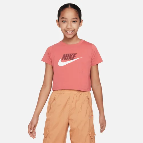 Nike Sportswear Older Kids' (Girls') Cropped T-Shirt - Red - Cotton