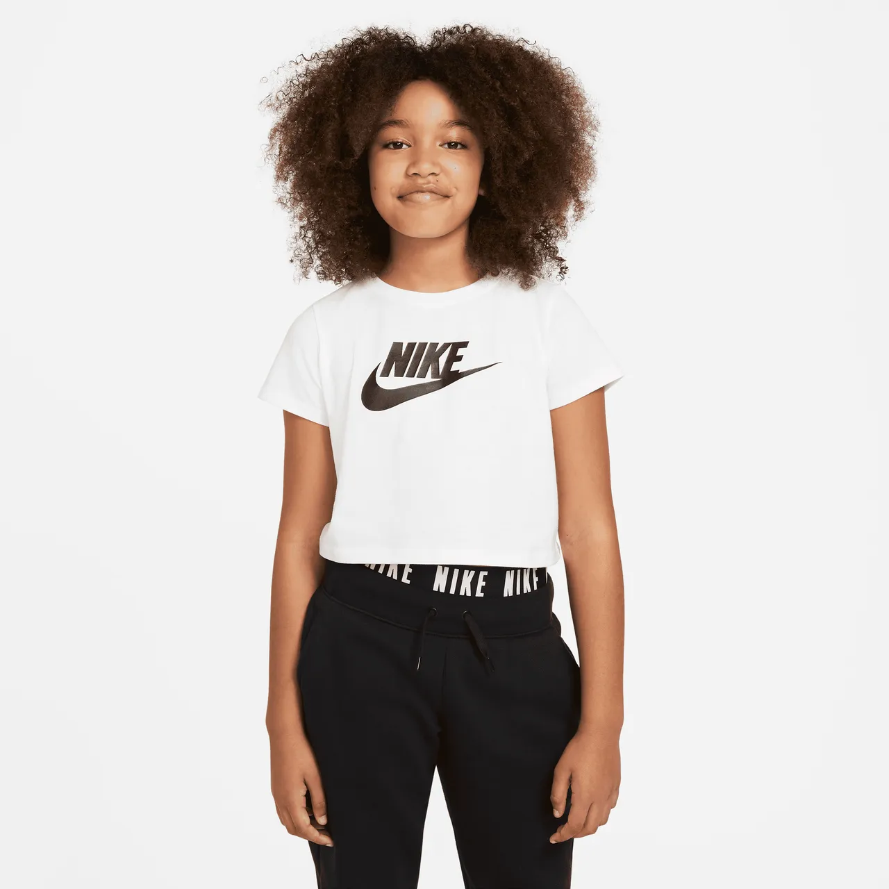 Nike Sportswear Older Kids' (Girls') Cropped T-Shirt - White - Cotton