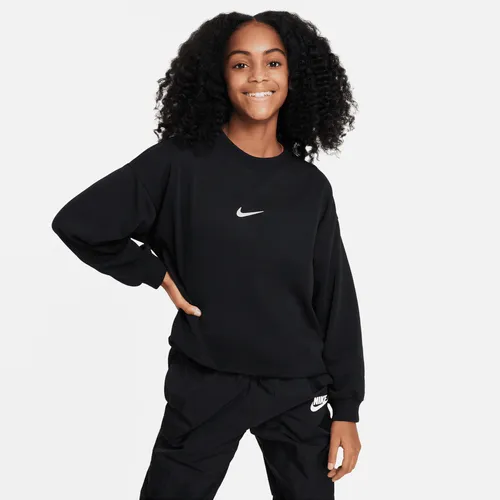 Nike Sportswear Older Kids' (Girls') Dri-FIT Crew-Neck Sweatshirt - Black - Polyester