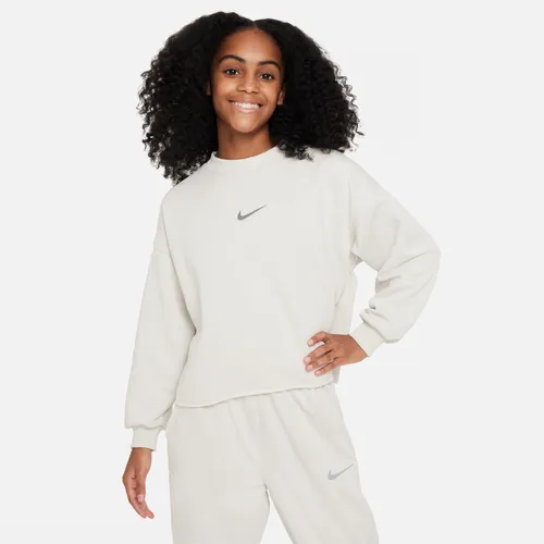 Nike Sportswear Older Kids' (Girls') Dri-FIT Crew-Neck Sweatshirt - Grey - Polyester