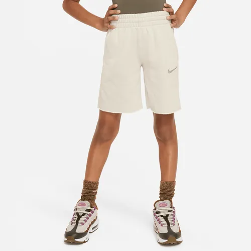 Nike Sportswear Older Kids' (Girls') Dri-FIT Fleece Shorts - Grey - Polyester