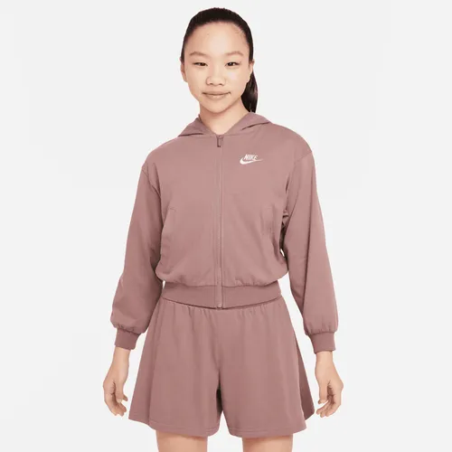 Nike Sportswear Older Kids' (Girls') Full-Zip Hoodie - Purple - Cotton