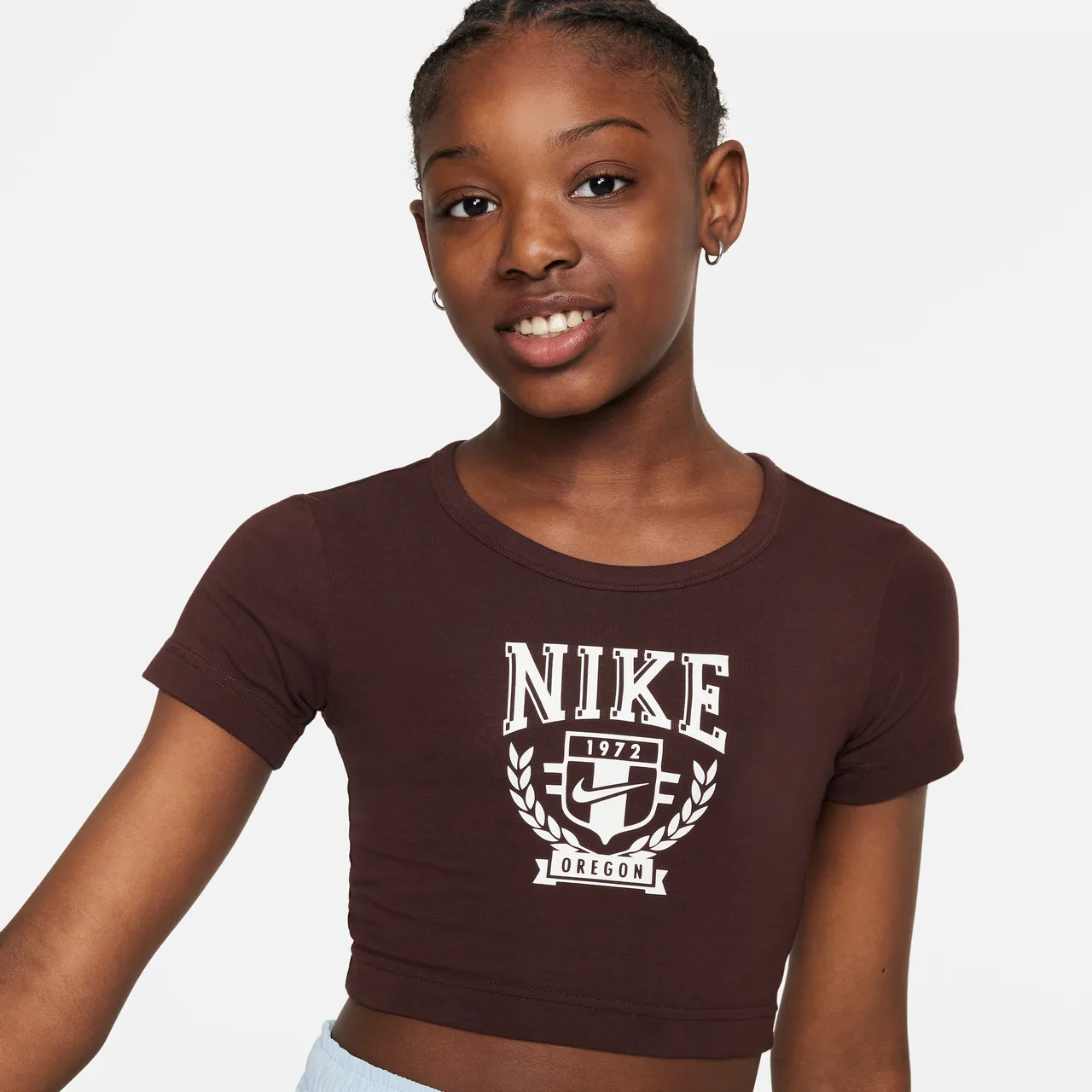 Nike Sportswear Older Kids' (Girls') Graphic T-Shirt - Brown - Cotton