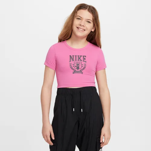 Nike Sportswear Older Kids' (Girls') Graphic T-Shirt - Red - Cotton