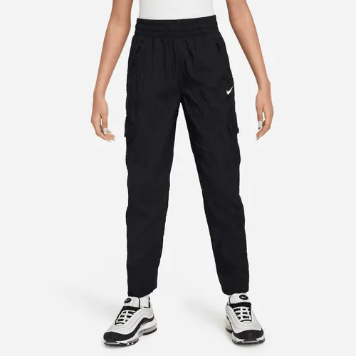 Nike Sportswear Older Kids' (Girls') High-Waisted Woven Cargo Trousers - Black - Polyester