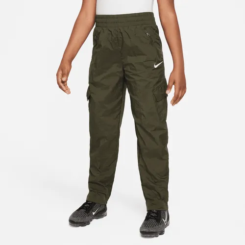 Nike Sportswear Older Kids' (Girls') High-Waisted Woven Cargo Trousers - Green - Polyester