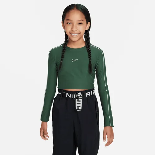 Nike Sportswear Older Kids' (Girls') Long-Sleeve Cropped Top - Green - Polyester