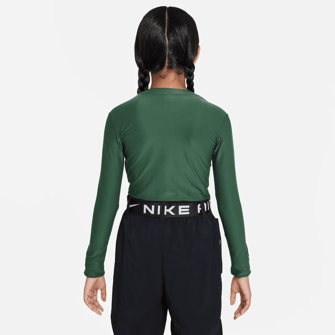Nike Sportswear Older Kids' (Girls') Long-Sleeve Cropped Top - Green - Polyester