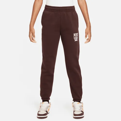 Nike Sportswear Older Kids' (Girls') Oversized Fleece Trousers - Brown - Cotton