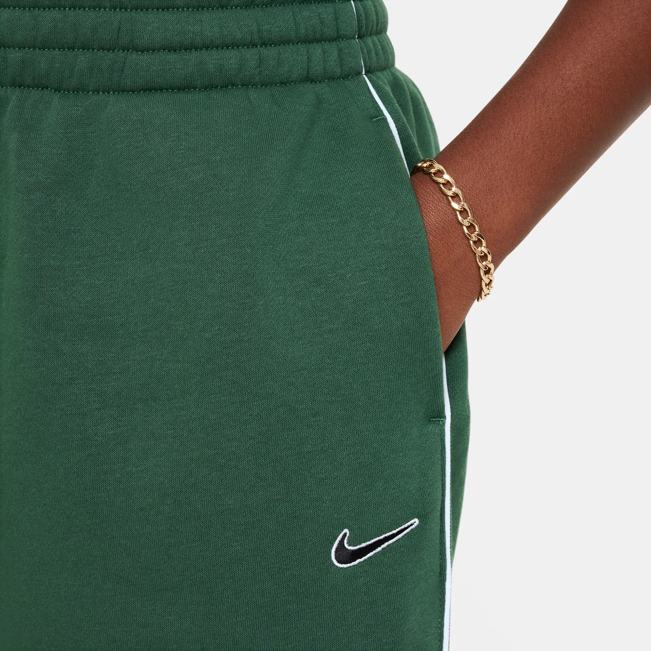 Nike Sportswear Older Kids' (Girls') Oversized Fleece Trousers - Green - Cotton