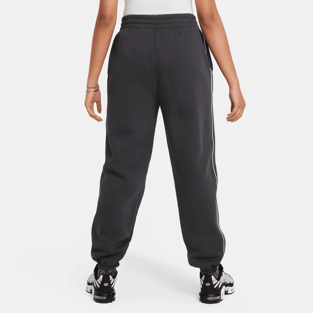 Nike Sportswear Older Kids' (Girls') Oversized Fleece Trousers - Grey - Cotton