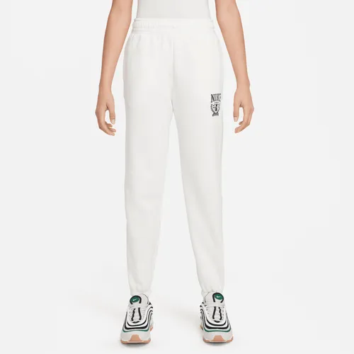 Nike Sportswear Older Kids' (Girls') Oversized Fleece Trousers - White - Cotton