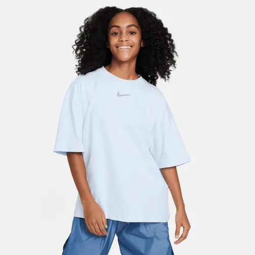 Nike Sportswear Older Kids' (Girls') Oversized T-Shirt - Blue - Cotton