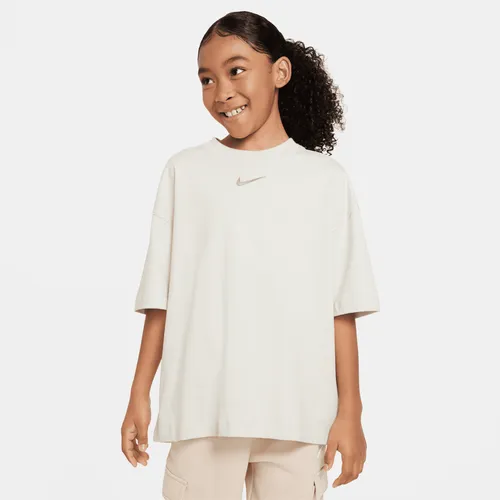 Nike Sportswear Older Kids' (Girls') Oversized T-Shirt - Grey - Cotton