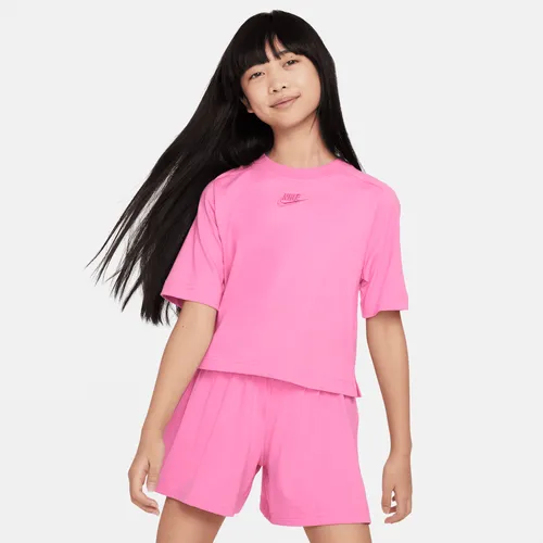 Nike Sportswear Older Kids' (Girls') Short-Sleeve Top - Red - Cotton