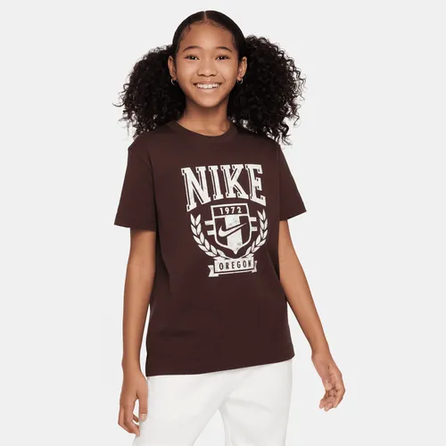 Nike Sportswear Older Kids' (Girls') T-Shirt - Brown - Cotton
