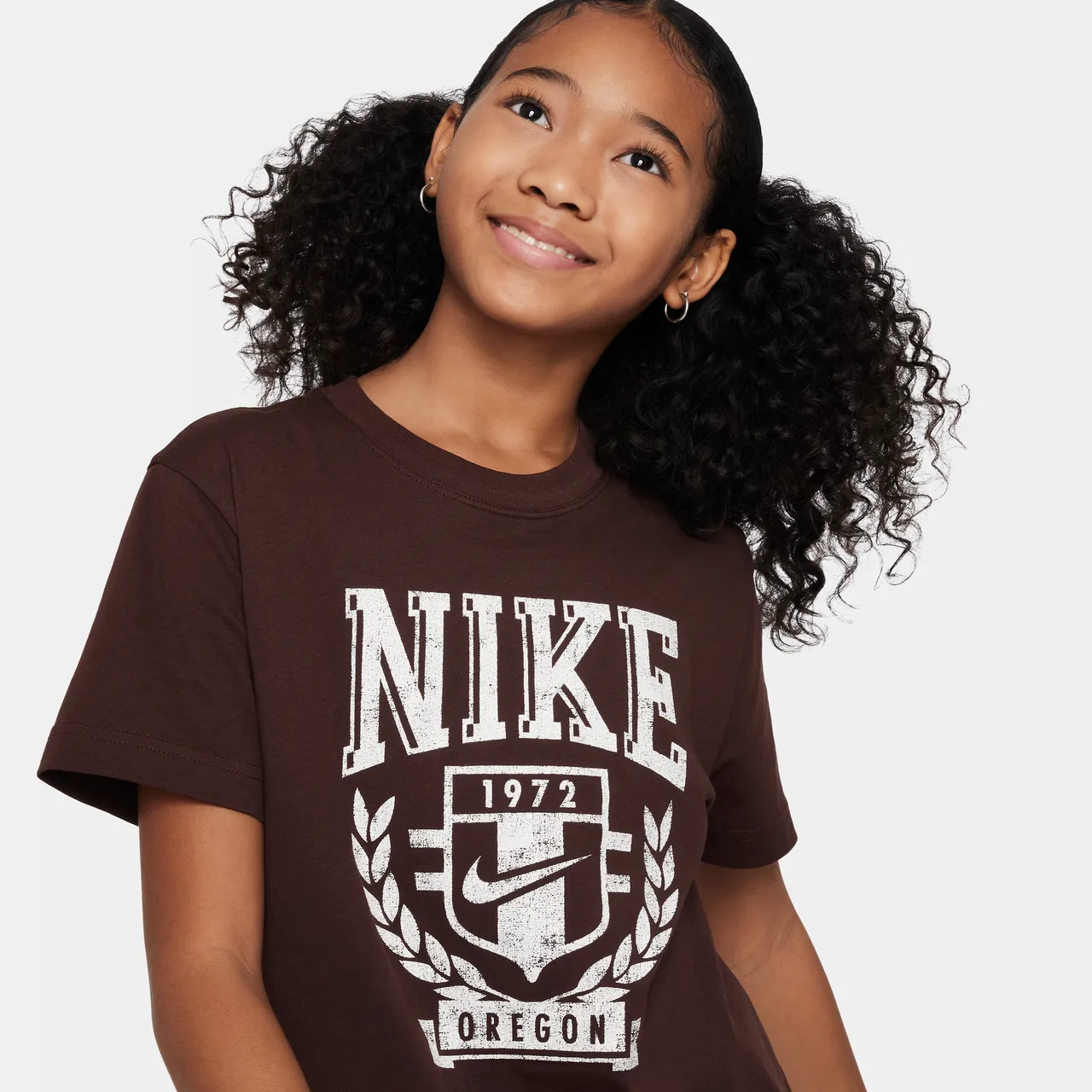 Nike Sportswear Older Kids' (Girls') T-Shirt - Brown - Cotton