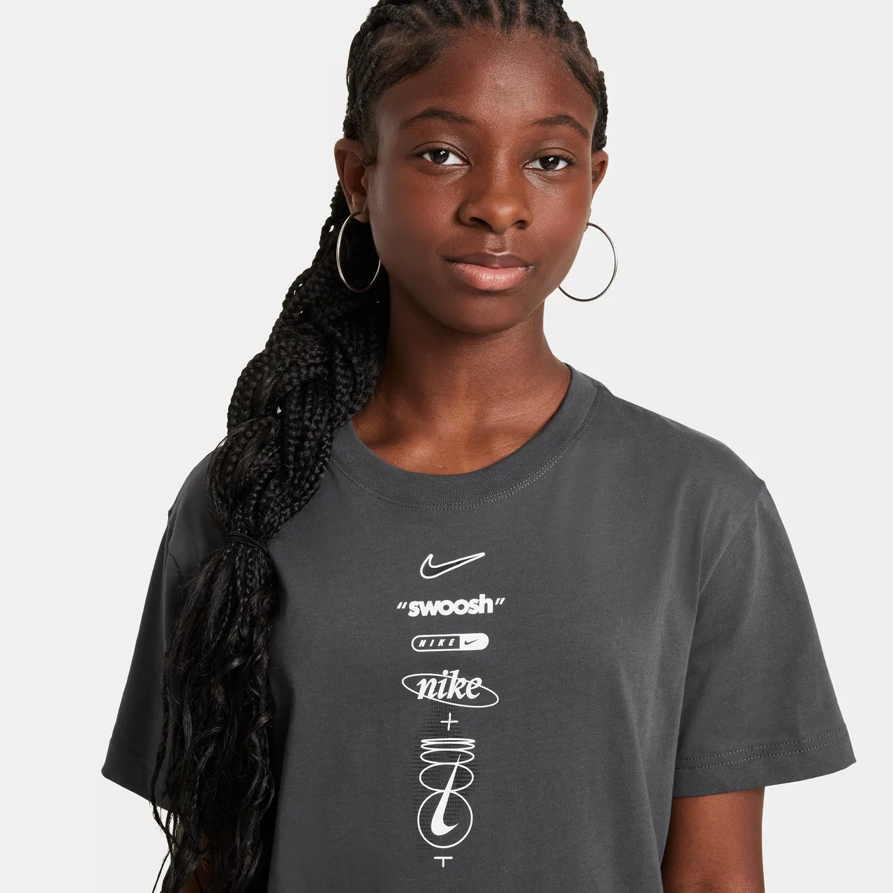 Nike Sportswear Older Kids' (Girls') T-Shirt - Grey - Cotton