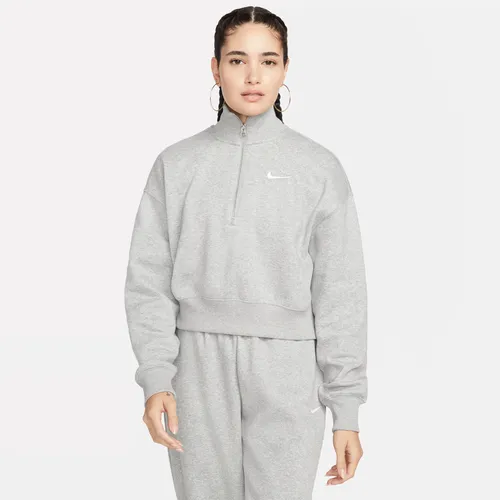 Nike Sportswear Phoenix Fleece Women's 1/2-Zip Cropped Sweatshirt - Grey - Polyester