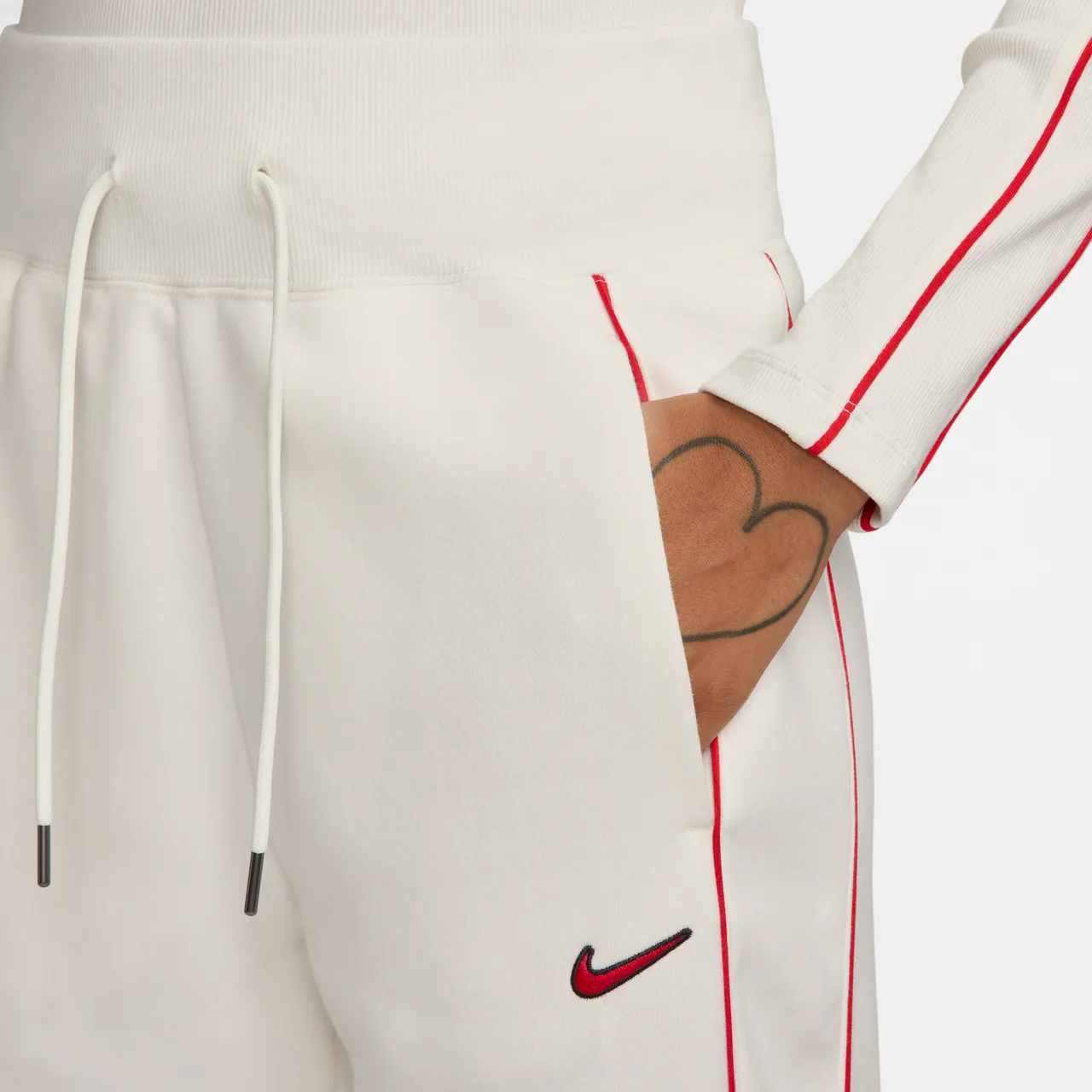 Nike Sportswear Phoenix Fleece Women's High-Waisted Open-Hem Tracksuit Bottoms - White - Polyester