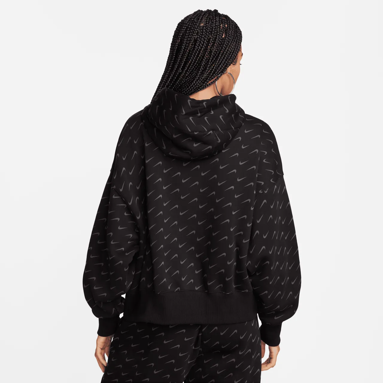 Nike Sportswear Phoenix Fleece Women's Over-Oversized Printed Hoodie - Black - Cotton