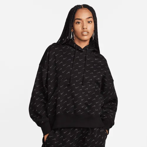 Nike Sportswear Phoenix Fleece Women's Over-Oversized Printed Hoodie - Black - Cotton