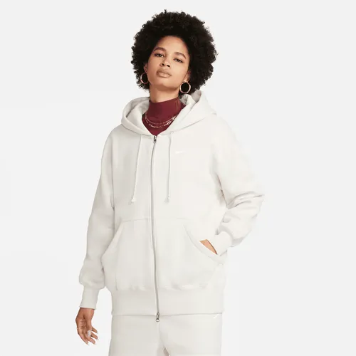 Nike Sportswear Phoenix Fleece Women's Oversized Full-Zip Hoodie - Brown - Cotton