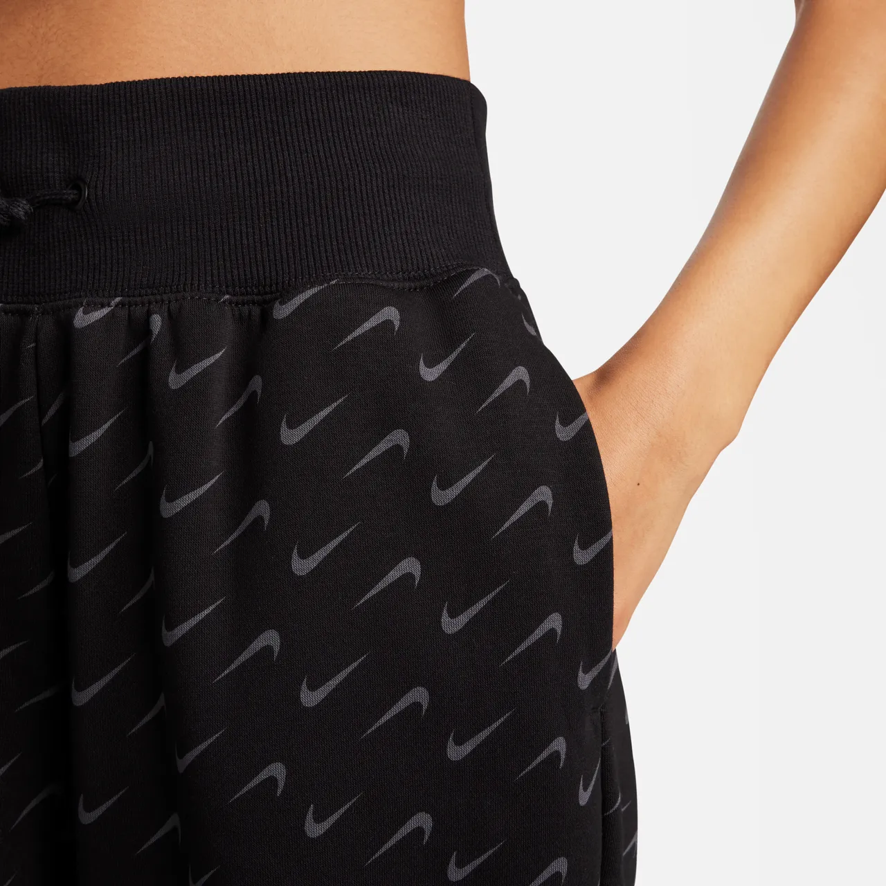 Nike Sportswear Phoenix Fleece Women's Oversized Printed Tracksuit Bottoms - Black - Polyester