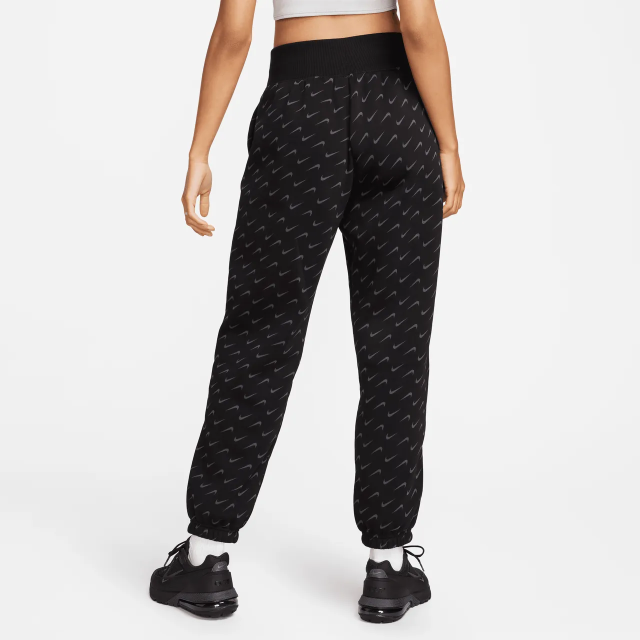 Nike Sportswear Phoenix Fleece Women's Oversized Printed Tracksuit Bottoms - Black - Polyester