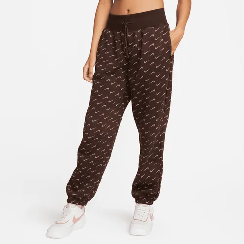 Nike Sportswear Phoenix Fleece Women's Oversized Printed Tracksuit Bottoms - Brown - Polyester
