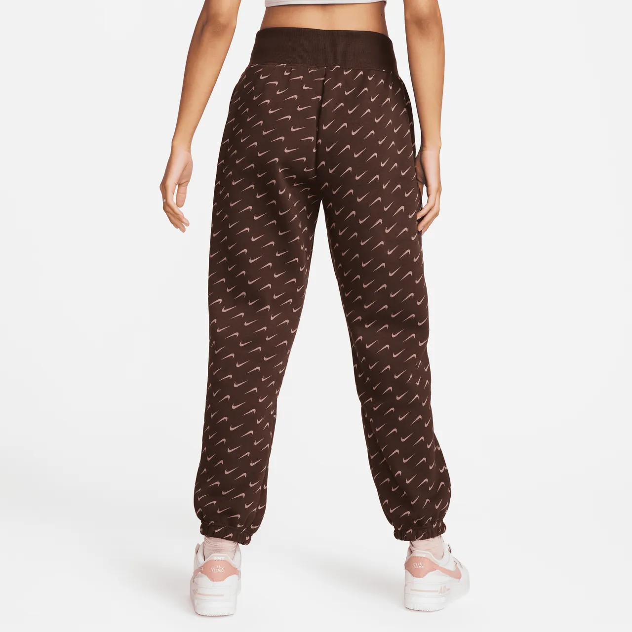 Nike Sportswear Phoenix Fleece Women's Oversized Printed Tracksuit Bottoms - Brown - Polyester