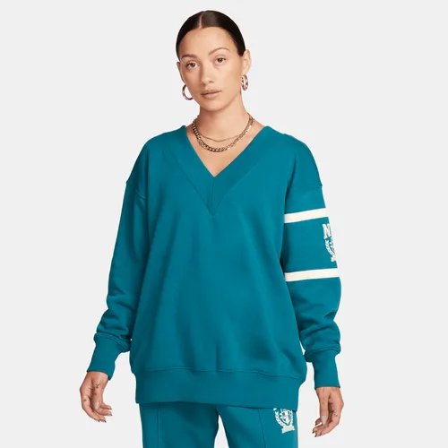 Nike Sportswear Phoenix Fleece Women's V-Neck Sweatshirt - Green - Polyester