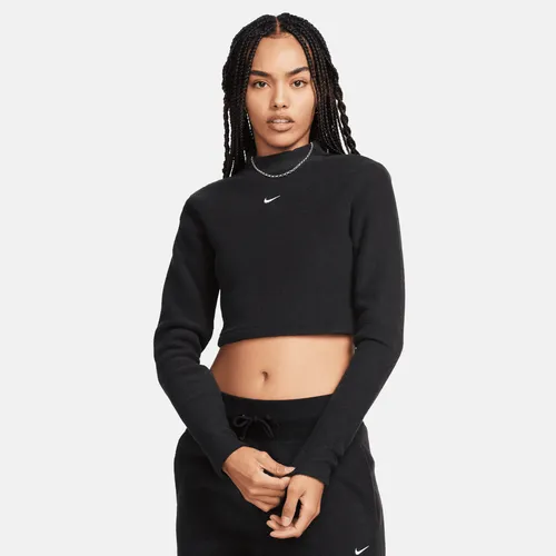 Nike Sportswear Phoenix Plush Women's Slim Mock-Neck Long-Sleeve Cropped Cosy Fleece Top - Black - Polyester