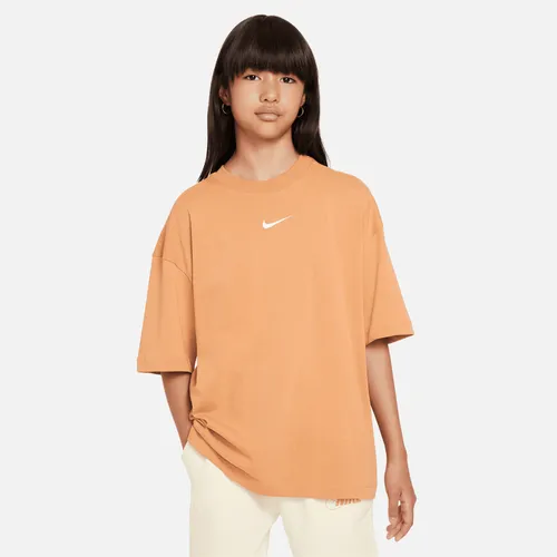 Nike Sportswear Premium Essentials Older Kids' (Girls') Oversized T-Shirt - Brown