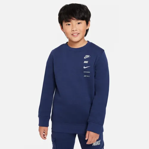 Nike Sportswear Standard Issue Older Kids' (Boys') Crew-neck Fleece Sweatshirt - Blue - Polyester