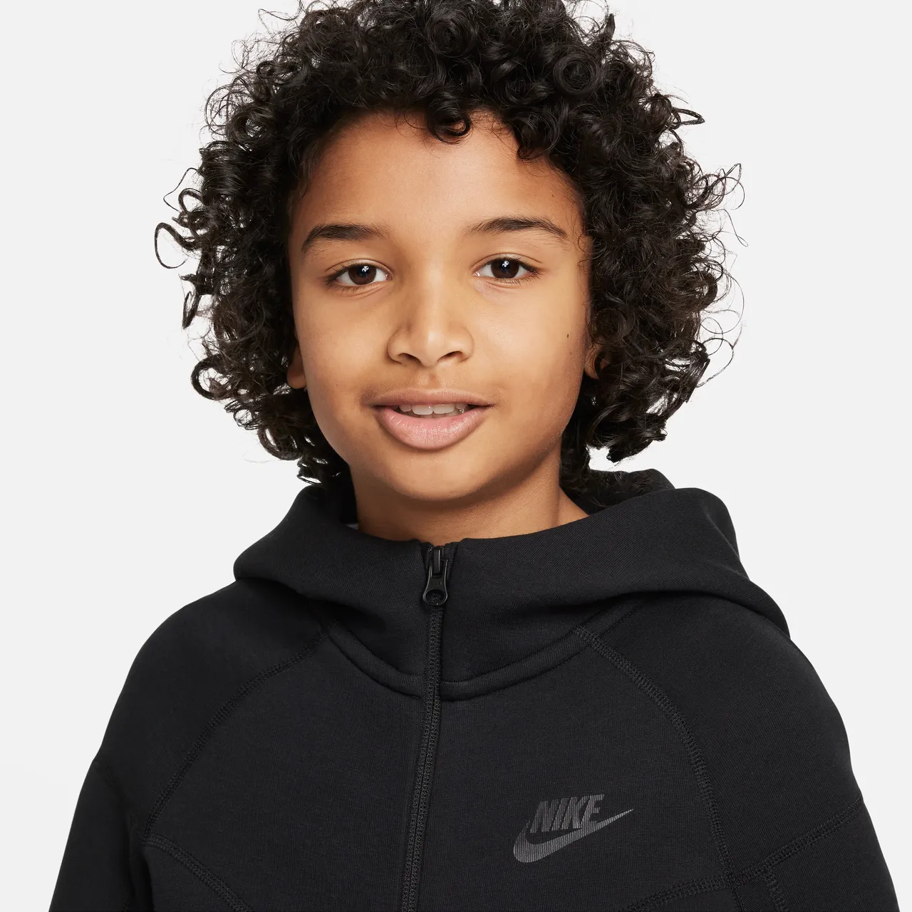 Nike Sportswear Tech Fleece Older Kids' (Boys') Full-Zip Hoodie - Black - Polyester