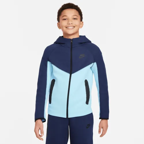 Nike Sportswear Tech Fleece Older Kids' (Boys') Full-Zip Hoodie - Blue - Polyester