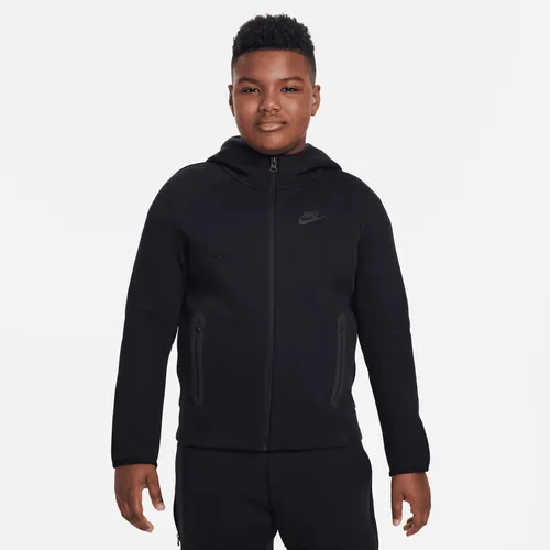 Nike Sportswear Tech Fleece Older Kids' (Boys') Full-Zip Hoodie (Extended Size) - Black - Polyester