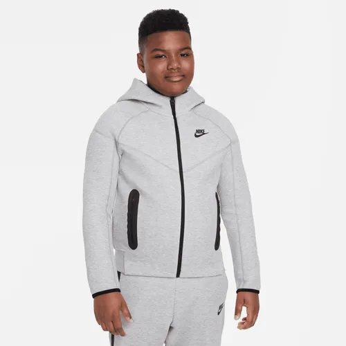 Nike Sportswear Tech Fleece Older Kids' (Boys') Full-Zip Hoodie (Extended Size) - Grey - Polyester