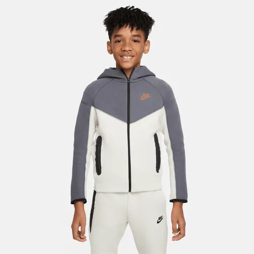Nike Sportswear Tech Fleece Older Kids' (Boys') Full-Zip Hoodie - Grey - Polyester