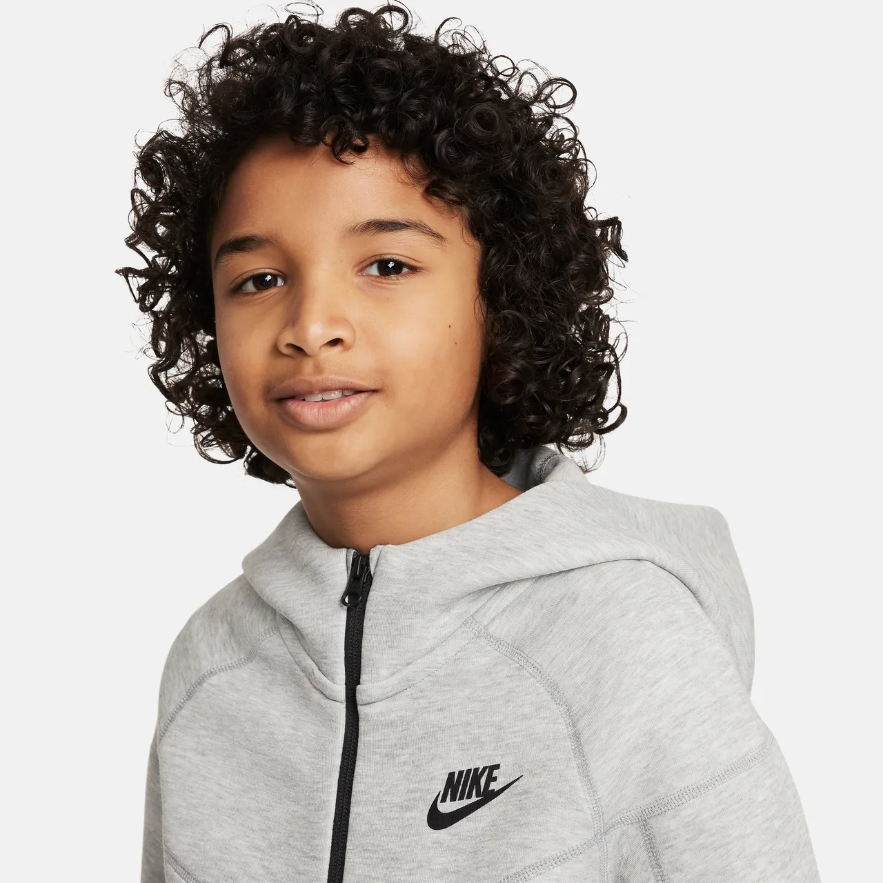 Nike Sportswear Tech Fleece Older Kids' (Boys') Full-Zip Hoodie - Grey - Polyester