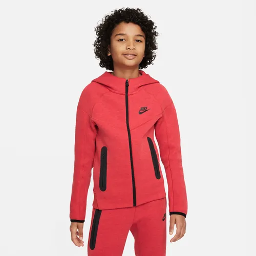 Nike Sportswear Tech Fleece Older Kids' (Boys') Full-Zip Hoodie - Red - Polyester