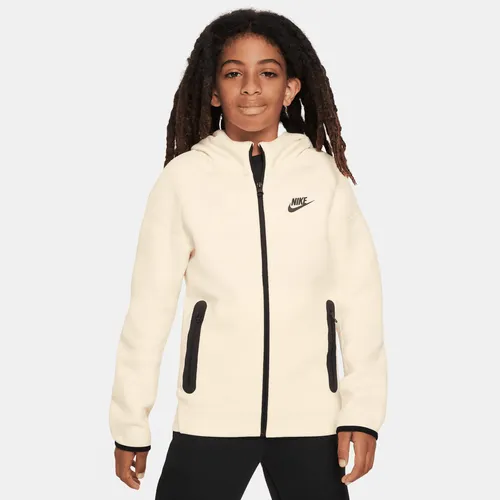 Nike Sportswear Tech Fleece Older Kids' (Boys') Full-Zip Hoodie - White - Polyester